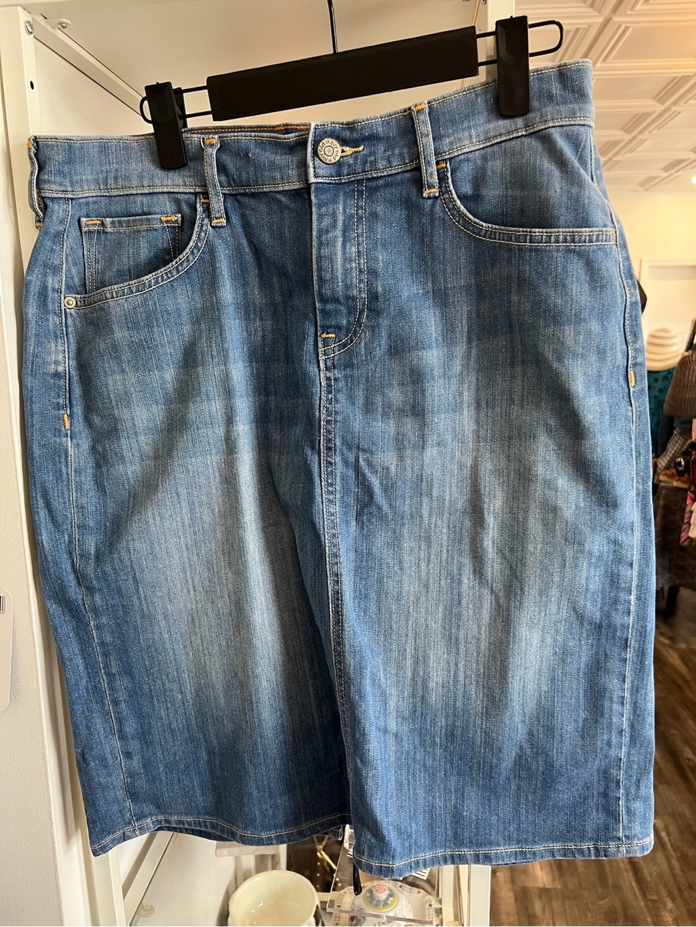 Old Navy Light Blue Denim Midi Skirt
